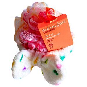 CLEAN LOGIC Bath Body Tie Dye Mesh Sponge and White Shower Bow Headband NEW